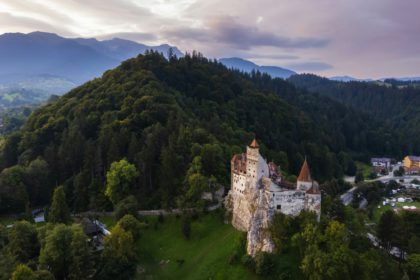 Bran Castle at sunset. The famous Dracula's castle in Transylvania, Romania