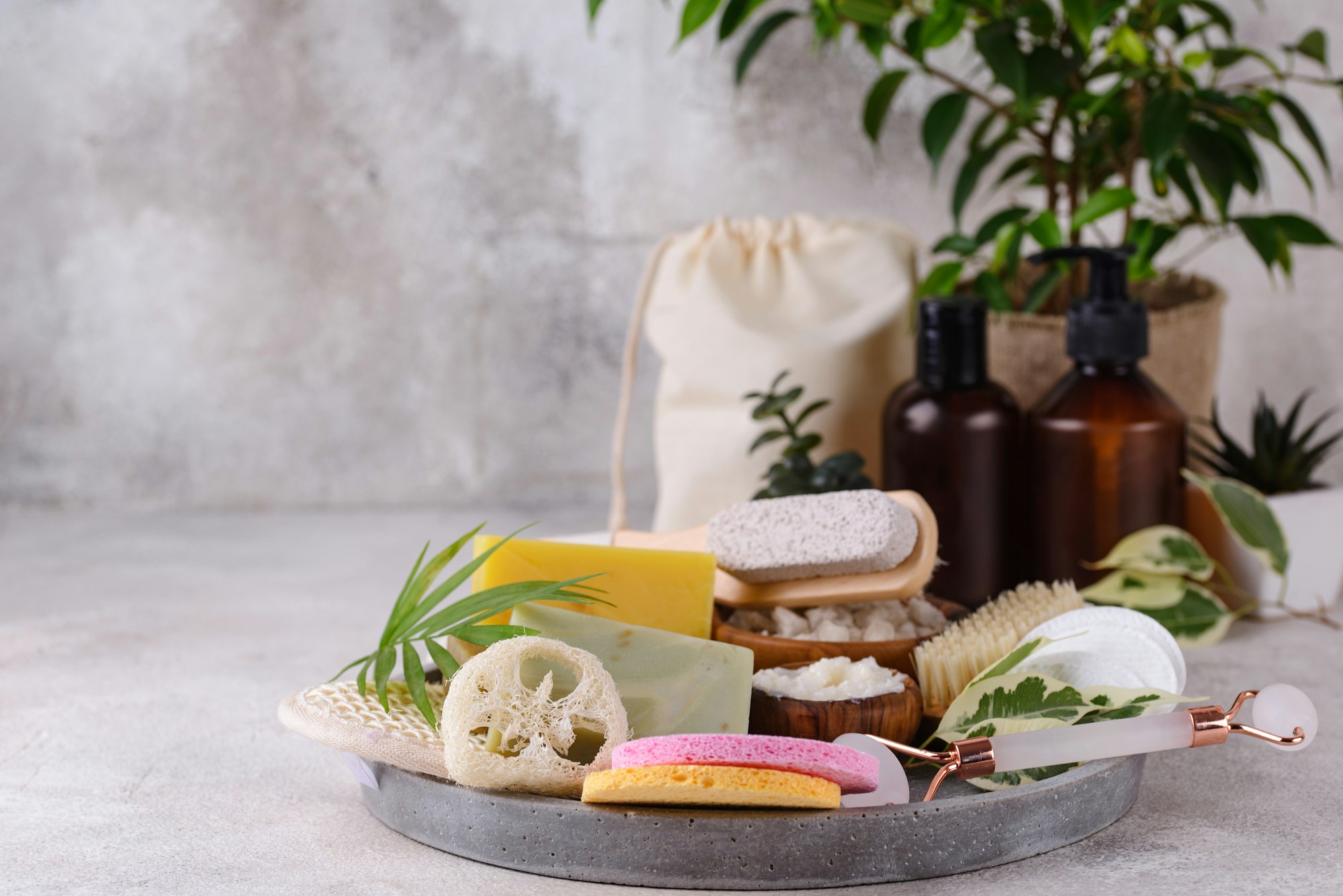 Reusable skincare accessorize. Zero waste sustainable lifestyle concept